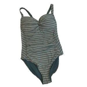 Nip tuck Multifit Striped Ruching One Piece Bathing Suit sz. 10 #05